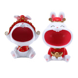 Maxbell Chinese New Year Rabbit Statue Art Figurines Resin for Home Snack Chains Style A