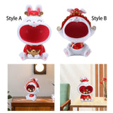 Maxbell Chinese New Year Rabbit Statue Art Figurines Resin for Home Snack Chains Style A