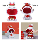 Maxbell Chinese New Year Rabbit Statue Art Figurines Resin for Home Snack Chains Style A