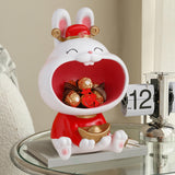 Maxbell Chinese New Year Rabbit Statue Art Figurines Resin for Home Snack Chains Style A
