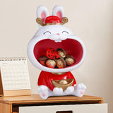 Maxbell Chinese New Year Rabbit Statue Art Figurines Resin for Home Snack Chains Style A