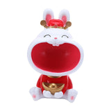 Maxbell Chinese New Year Rabbit Statue Art Figurines Resin for Home Snack Chains Style A