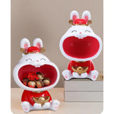 Maxbell Chinese New Year Rabbit Statue Art Figurines Resin for Home Snack Chains Style A