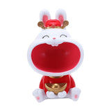 Maxbell Chinese New Year Rabbit Statue Art Figurines Resin for Home Snack Chains Style A