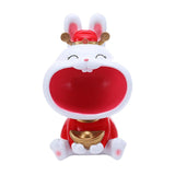 Maxbell Chinese New Year Rabbit Statue Art Figurines Resin for Home Snack Chains Style A