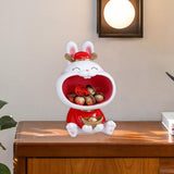 Maxbell Chinese New Year Rabbit Statue Art Figurines Resin for Home Snack Chains Style A