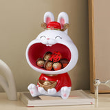 Maxbell Chinese New Year Rabbit Statue Art Figurines Resin for Home Snack Chains Style A