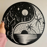 Maxbell Metal Wall Decor Sculpture Metal Yin Yang Decoration for Home Living Room