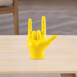 Maxbell Love You Finger Gesture Statue Figurine Rock Hand Sculpture for Cabinet Yellow