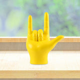 Maxbell Love You Finger Gesture Statue Figurine Rock Hand Sculpture for Cabinet Yellow