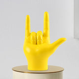 Maxbell Love You Finger Gesture Statue Figurine Rock Hand Sculpture for Cabinet Yellow