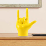 Maxbell Love You Finger Gesture Statue Figurine Rock Hand Sculpture for Cabinet Yellow