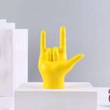 Maxbell Love You Finger Gesture Statue Figurine Rock Hand Sculpture for Cabinet Yellow