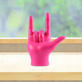 Maxbell Love You Finger Gesture Statue Figurine Rock Hand Sculpture for Cabinet Pink