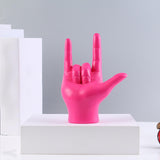 Maxbell Love You Finger Gesture Statue Figurine Rock Hand Sculpture for Cabinet Pink