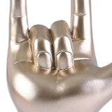 Maxbell Love You Finger Gesture Statue Figurine Rock Hand Sculpture for Cabinet Champagne