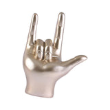 Maxbell Love You Finger Gesture Statue Figurine Rock Hand Sculpture for Cabinet Champagne