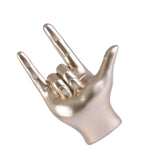 Maxbell Love You Finger Gesture Statue Figurine Rock Hand Sculpture for Cabinet Champagne