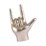 Maxbell Love You Finger Gesture Statue Figurine Rock Hand Sculpture for Cabinet Champagne