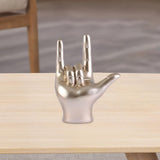 Maxbell Love You Finger Gesture Statue Figurine Rock Hand Sculpture for Cabinet Champagne