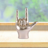 Maxbell Love You Finger Gesture Statue Figurine Rock Hand Sculpture for Cabinet Champagne