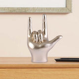 Maxbell Love You Finger Gesture Statue Figurine Rock Hand Sculpture for Cabinet Champagne