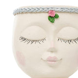 Maxbell Planter Pot Closed Eyes Outdoor Bowl Tabletop Decorative Face Shape Ornament White