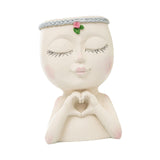 Maxbell Planter Pot Closed Eyes Outdoor Bowl Tabletop Decorative Face Shape Ornament White