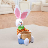 Maxbell Funny Easter Rabbit Basket Eggs Candy Gift Basket Crafts Decoration Home Blue Pants