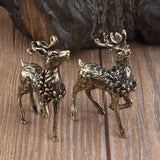 Maxbell Brass Reindeer Statue Sculpture Ornament for Living Room Desk Bookshelf 1 Pair
