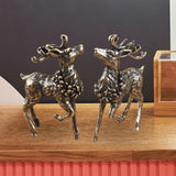 Maxbell Brass Reindeer Statue Sculpture Ornament for Living Room Desk Bookshelf 1 Pair