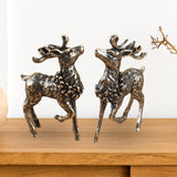 Maxbell Brass Reindeer Statue Sculpture Ornament for Living Room Desk Bookshelf 1 Pair