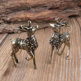 Maxbell Brass Reindeer Statue Sculpture Ornament for Living Room Desk Bookshelf 1 Pair