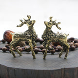 Maxbell Brass Reindeer Statue Sculpture Ornament for Living Room Desk Bookshelf 1 Pair