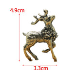 Maxbell Brass Reindeer Statue Sculpture Ornament for Living Room Desk Bookshelf 1pc Style A