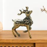 Maxbell Brass Reindeer Statue Sculpture Ornament for Living Room Desk Bookshelf 1pc Style A