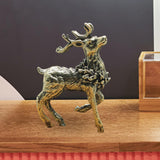 Maxbell Brass Reindeer Statue Sculpture Ornament for Living Room Desk Bookshelf 1pc Style A
