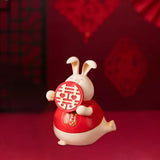 Maxbell Chinese Style Lucky Rabbit Statue Animal Figurine for Wedding Table Holiday