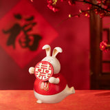 Maxbell Chinese Style Lucky Rabbit Statue Animal Figurine for Wedding Table Holiday