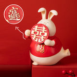Maxbell Chinese Style Lucky Rabbit Statue Animal Figurine for Wedding Table Holiday
