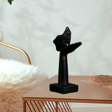 Maxbell Abstract Figure Sculpture Blow Kisses Figurines Retro Style Crafts Tabletop Black