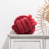 Maxbell Round Knot Ball Pillow Round Photography Props for Home Decoration 22cm Red