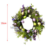 Maxbell 35cm Flower Wreath Hanging Easter Eggs Wreath for Living Room Holidays