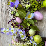 Maxbell 35cm Flower Wreath Hanging Easter Eggs Wreath for Living Room Holidays