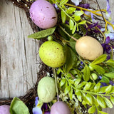 Maxbell 35cm Flower Wreath Hanging Easter Eggs Wreath for Living Room Holidays