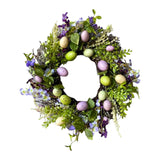 Maxbell 35cm Flower Wreath Hanging Easter Eggs Wreath for Living Room Holidays