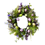 Maxbell 35cm Flower Wreath Hanging Easter Eggs Wreath for Living Room Holidays