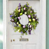 Maxbell 35cm Flower Wreath Hanging Easter Eggs Wreath for Living Room Holidays