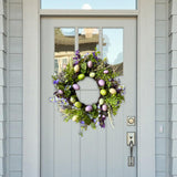 Maxbell 35cm Flower Wreath Hanging Easter Eggs Wreath for Living Room Holidays
