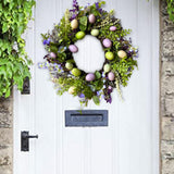 Maxbell 35cm Flower Wreath Hanging Easter Eggs Wreath for Living Room Holidays